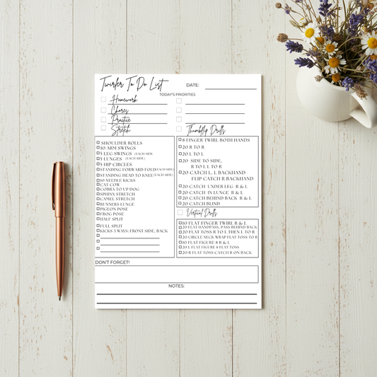 Twirler To Do List